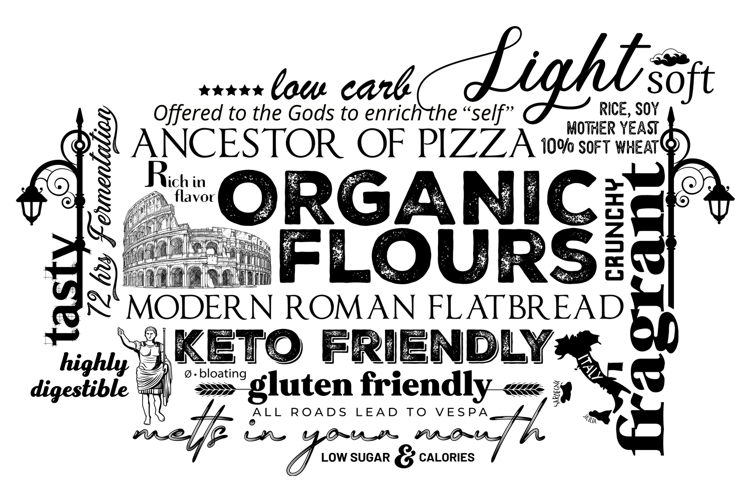 Typographic wall display for Vespa Healthy Italian Café